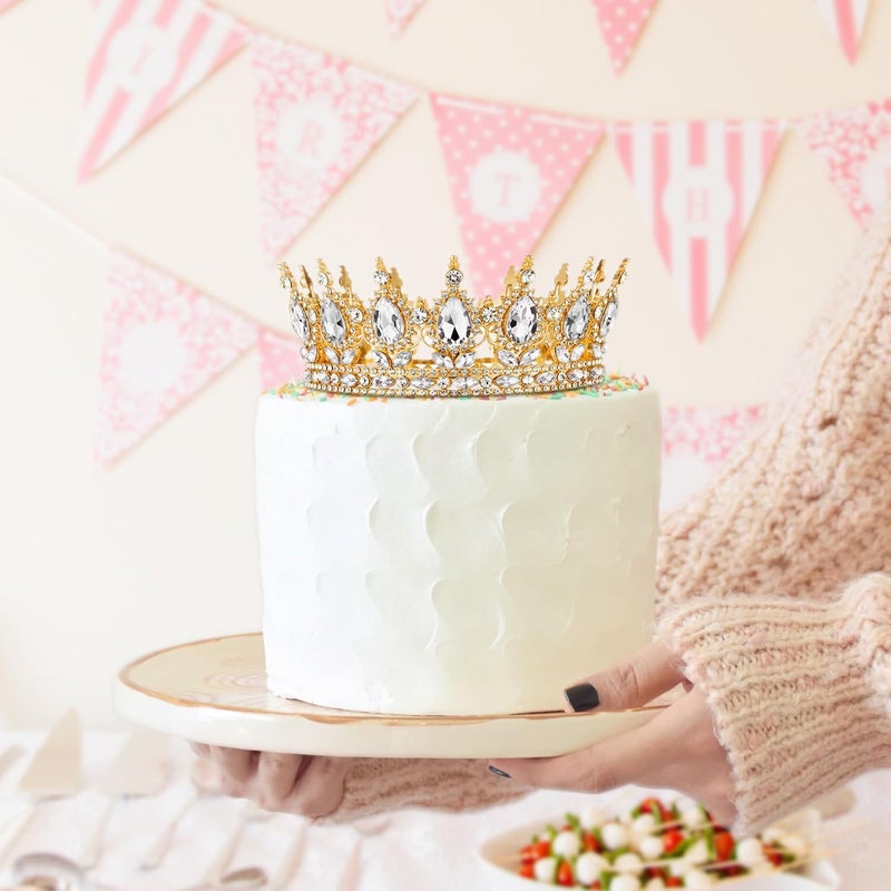 Nackiy Gold Crown for Women, Crystal Queen Tiaras Headband Wedding Bridal Hair Accessories, Birthday Party Prom Cake Topper - Image 4